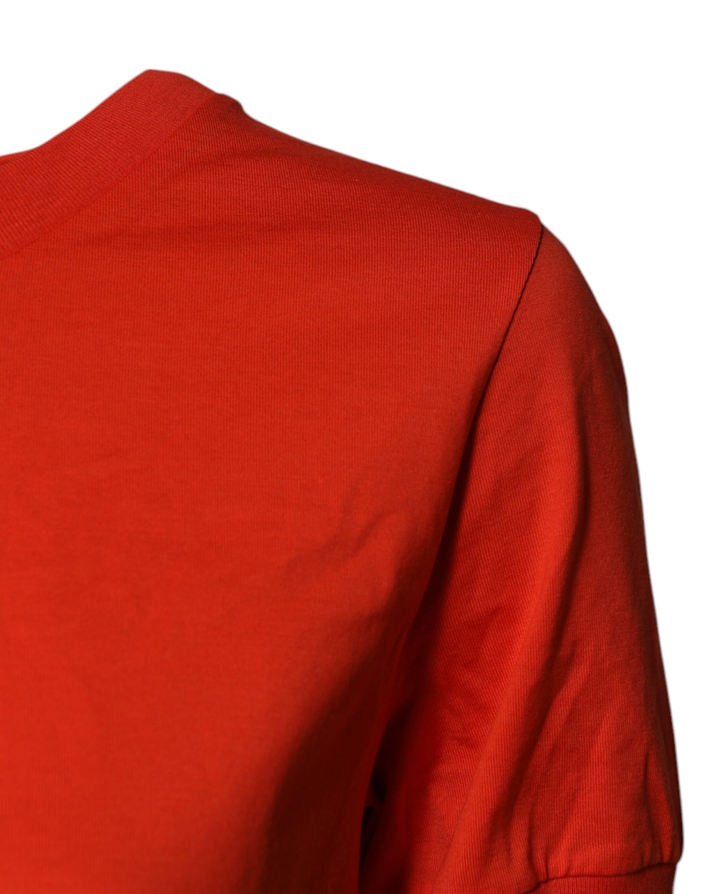 Dolce & Gabbana Red Floral Embroidery Cotton Crew Neck T-shirt