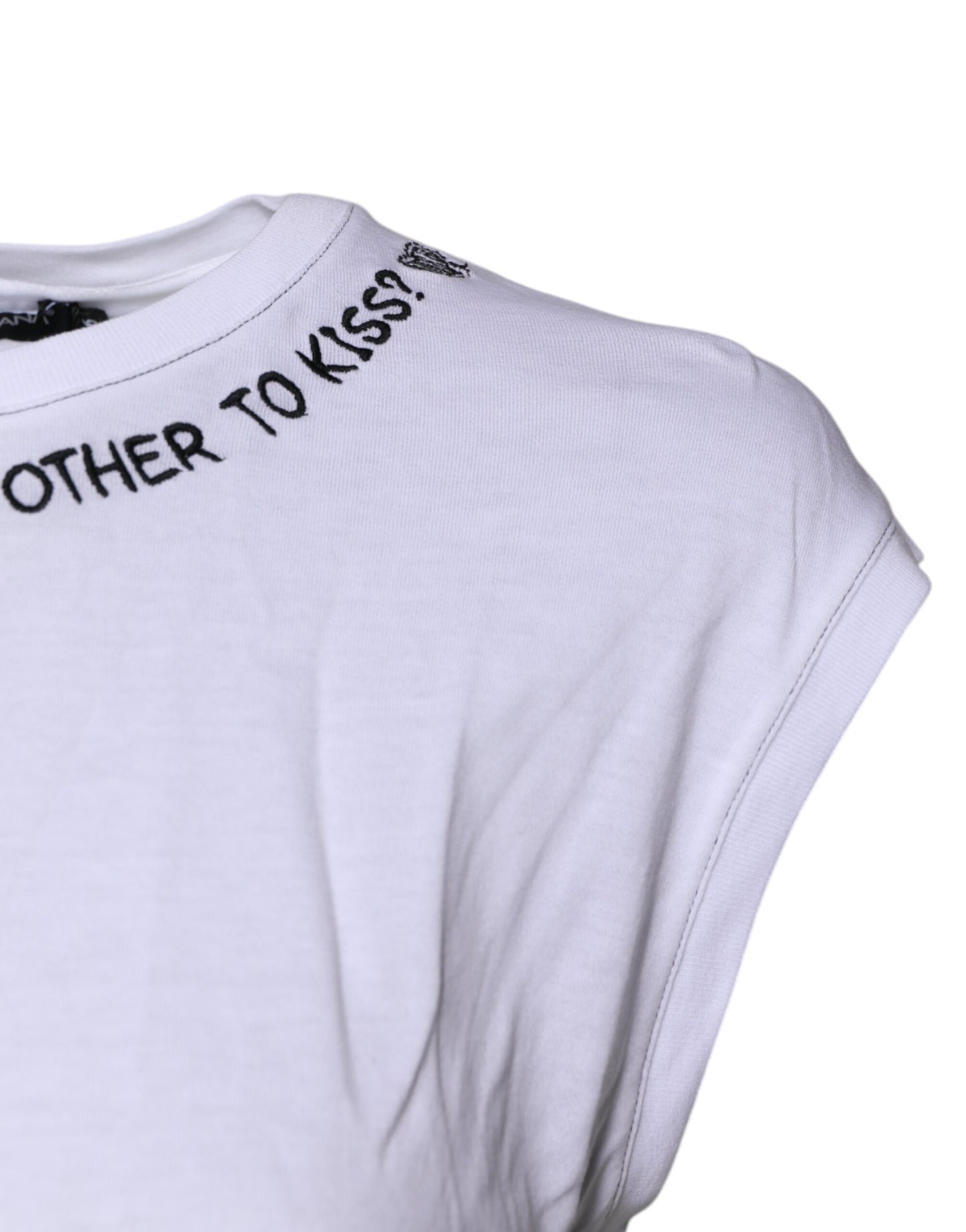 Dolce & Gabbana White Cotton Sleeveless Printed Tank T-shirt