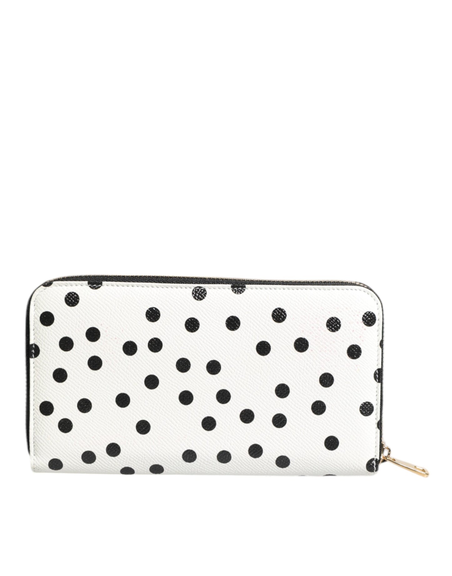 Dolce & Gabbana White Black Striped Leather Zip Around Continental Wallet