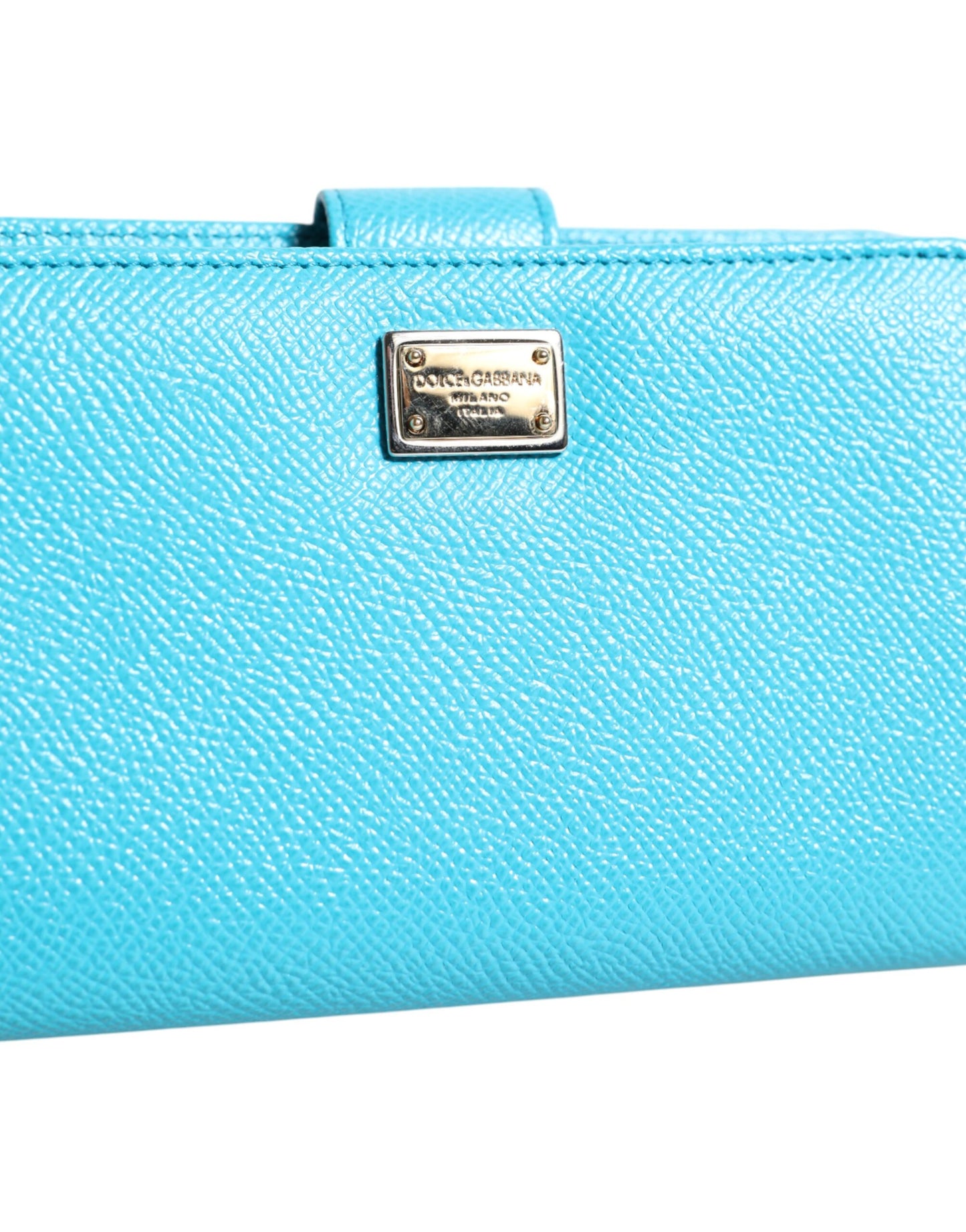 Dolce & Gabbana Light Blue Leather Bifold Continental Clutch Wallet