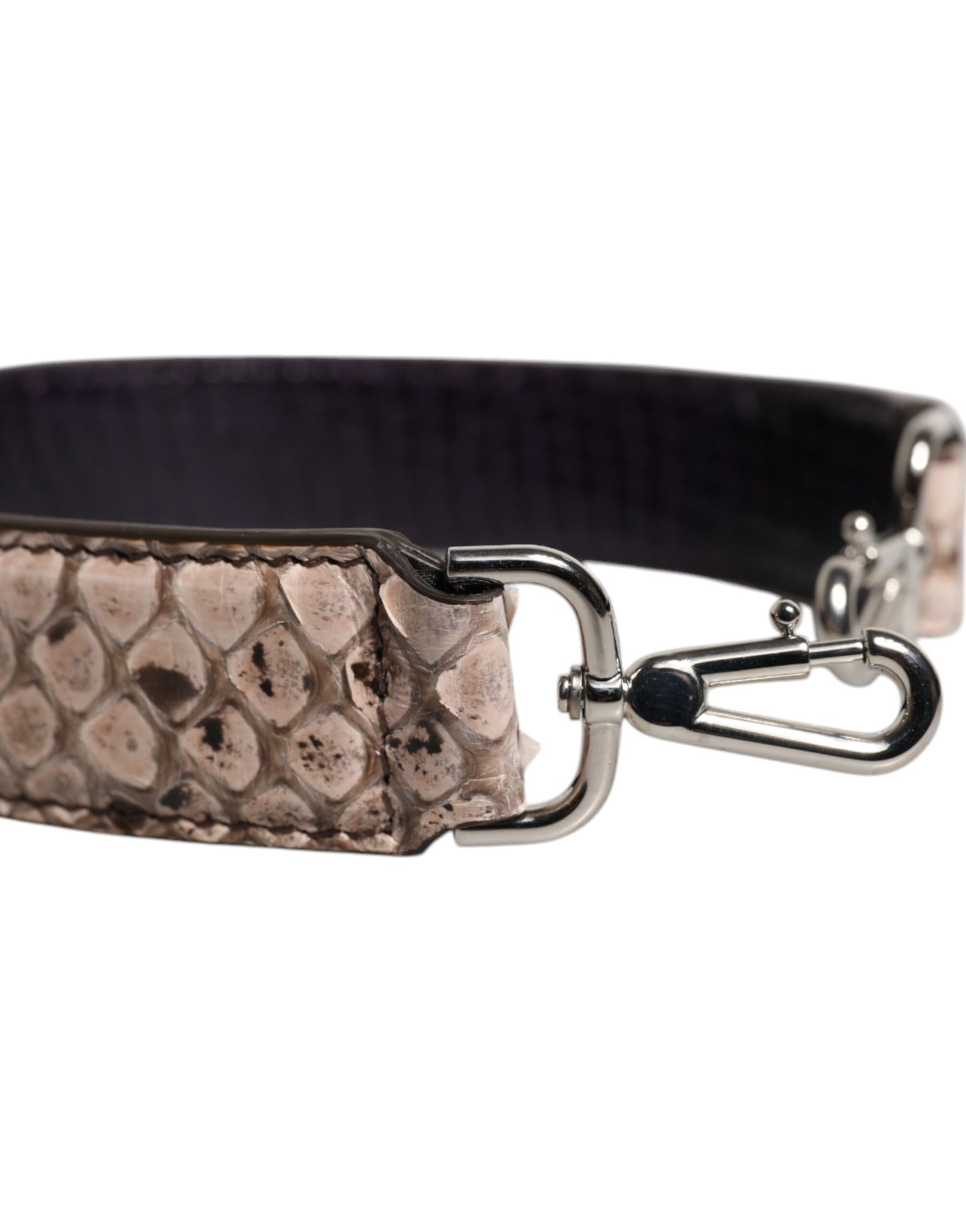 Dolce & Gabbana Black Cream Exotic Leather Bag Shoulder Strap