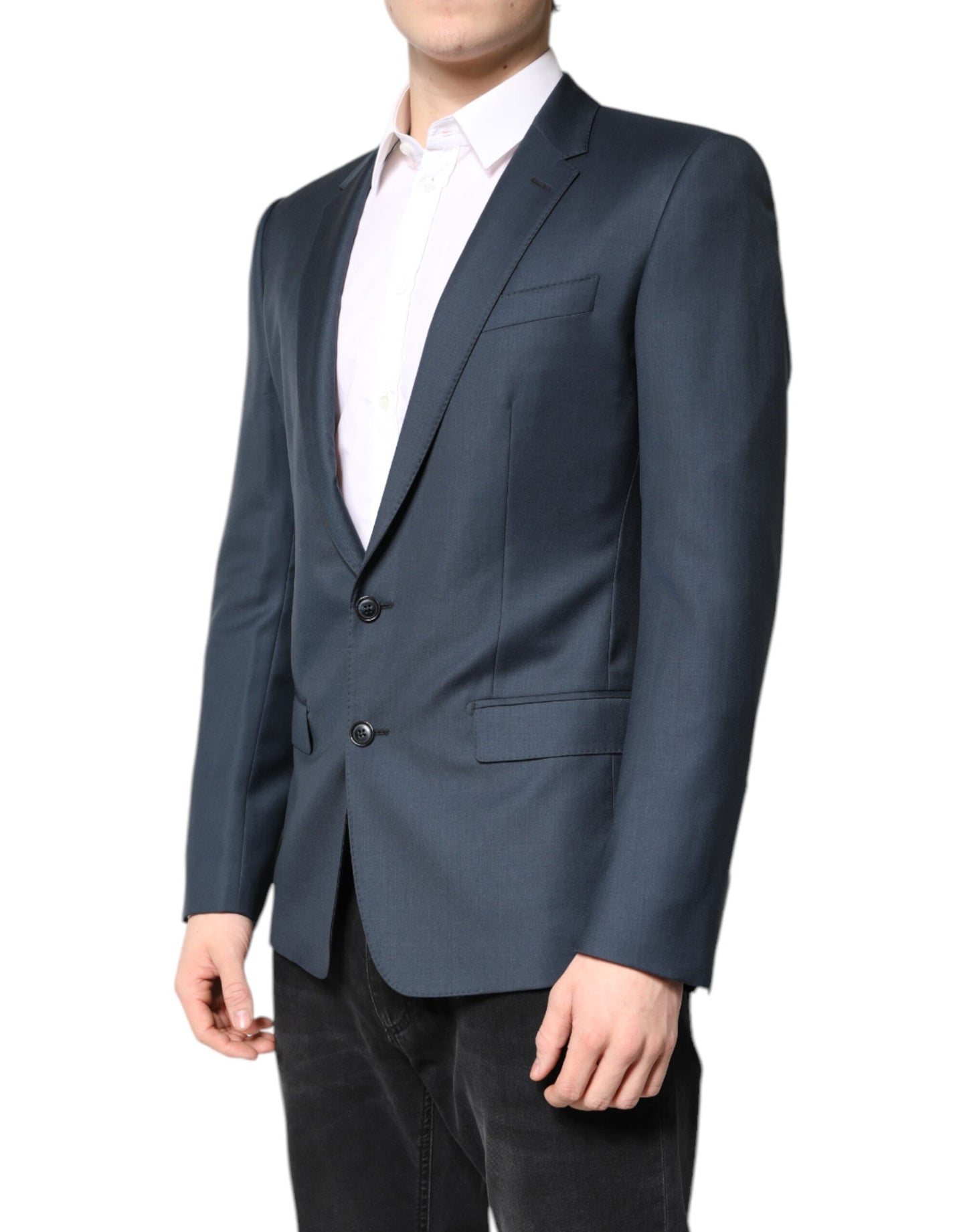 Dolce & Gabbana Blue Single Breasted Men Coat MARTINI Blazer