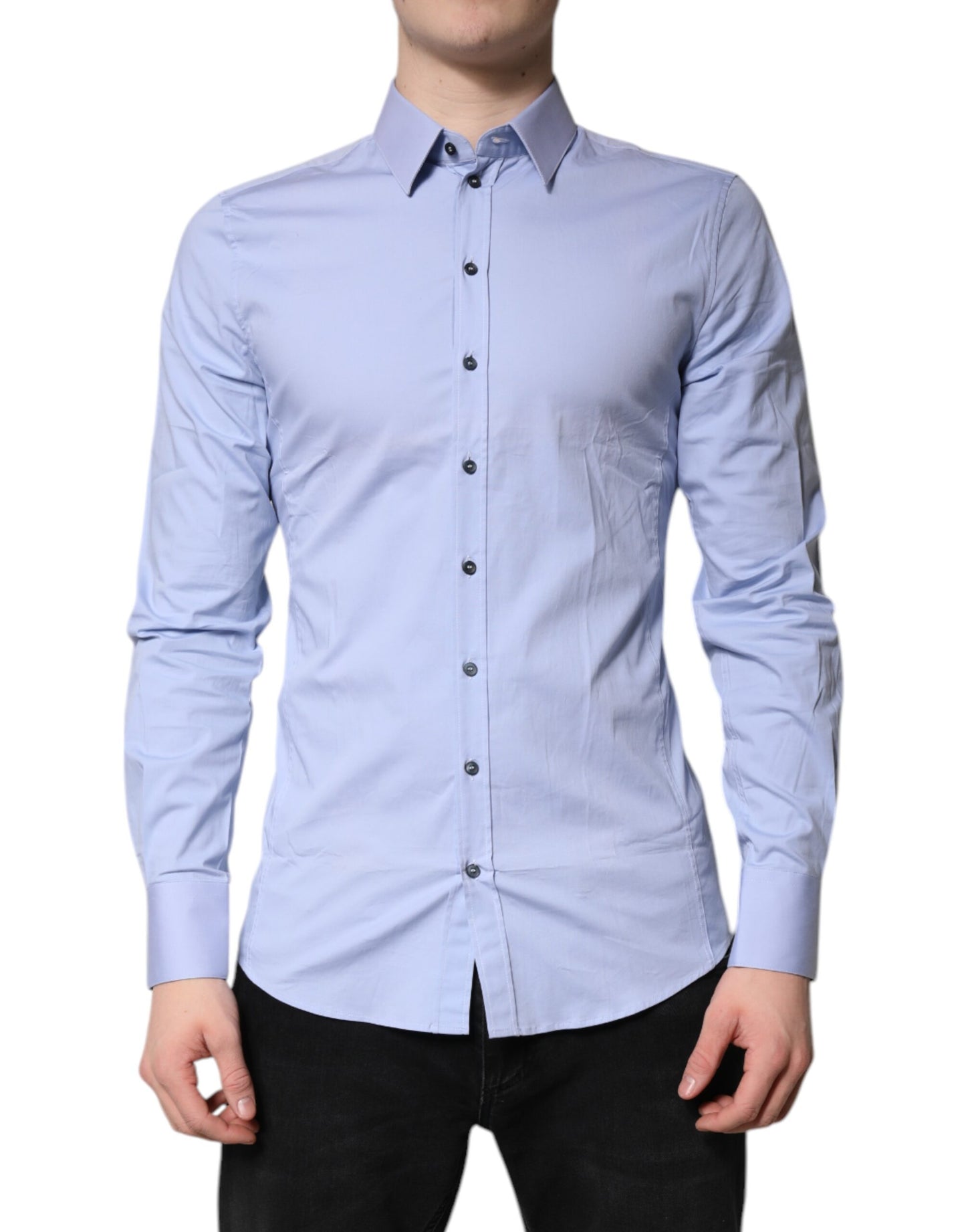Dolce & Gabbana Light Blue Cotton SICILIA Dress Formal Shirt