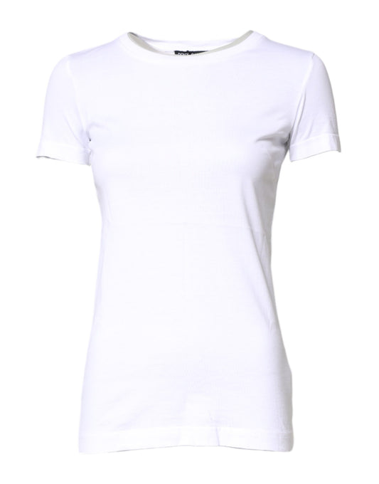 Dolce & Gabbana White Cotton Crew Neck Short Sleeves T-shirt