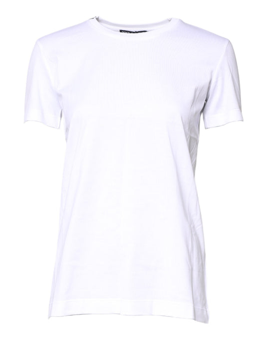 Dolce & Gabbana White Cotton Crew Neck Short Sleeves T-shirt