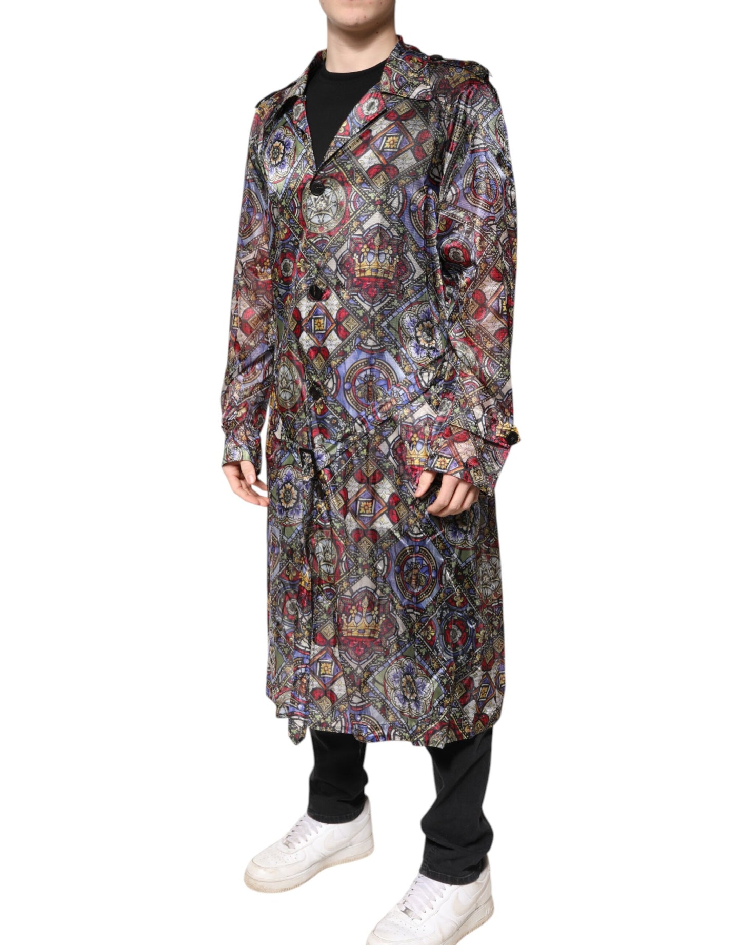 Dolce & Gabbana Multicolor Royal Bee Crown Trench Coat Jacket