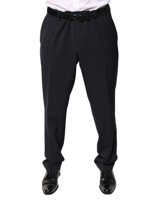 Dolce & Gabbana Black Wool Mid Waist Dress Pants