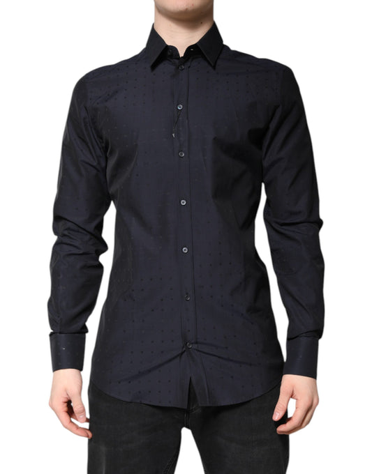 Dolce & Gabbana Black Cotton GOLD Men Dress Formal Shirt