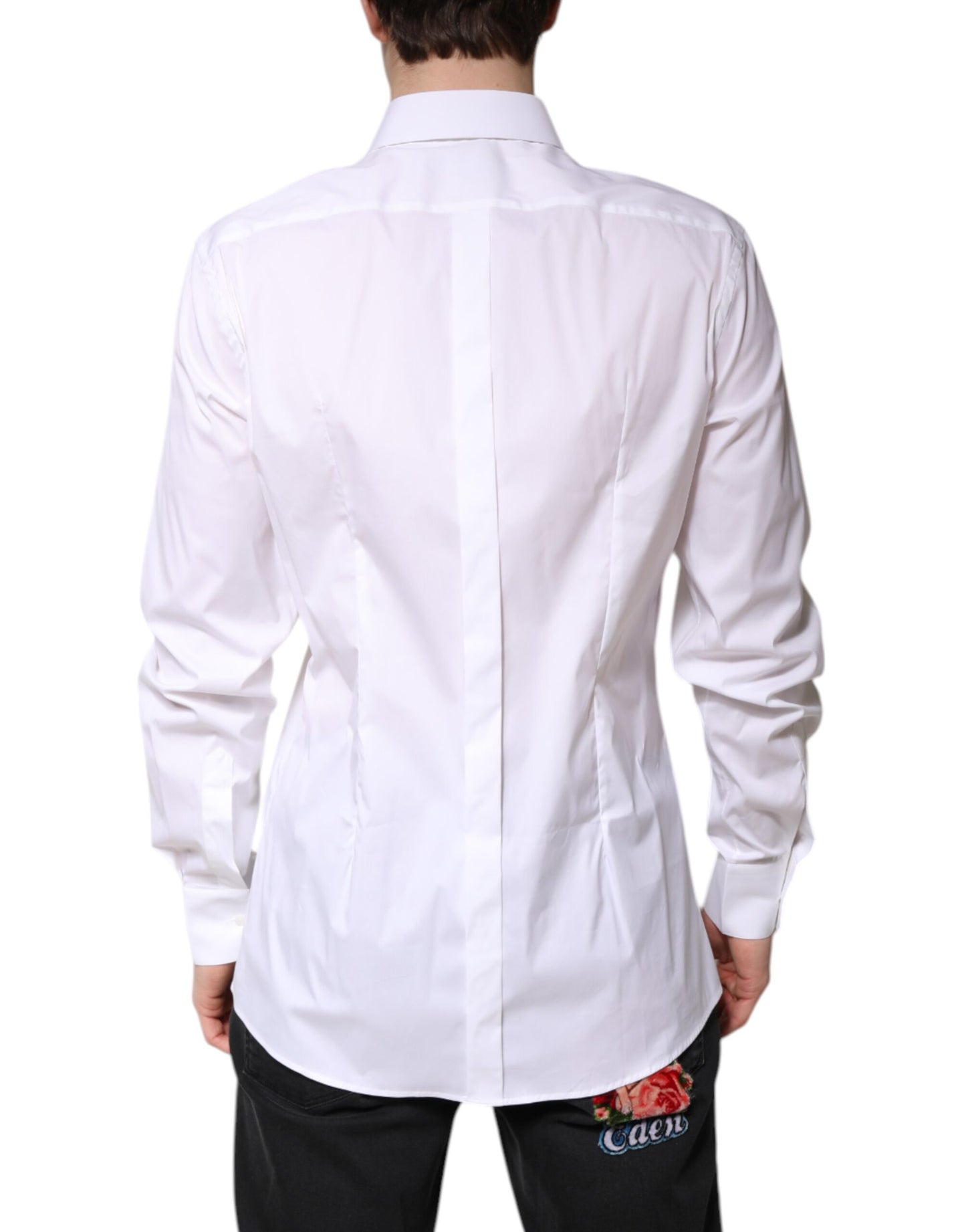 Dolce & Gabbana White Cotton GOLD Men Dress Formal Shirt