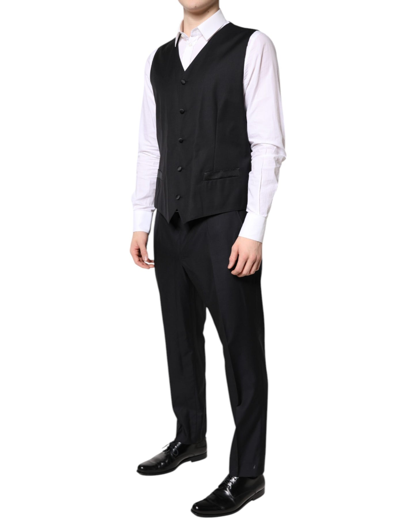 Dolce & Gabbana Black Double Breasted Formal 3 Piece Suit