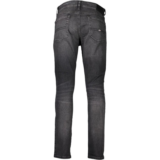 Tommy Hilfiger Black Cotton Slim Men Jeans