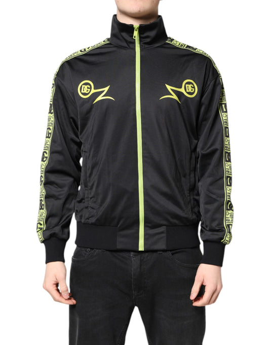 Dolce & Gabbana Black Logo Turtleneck Zip Bomber Jacket