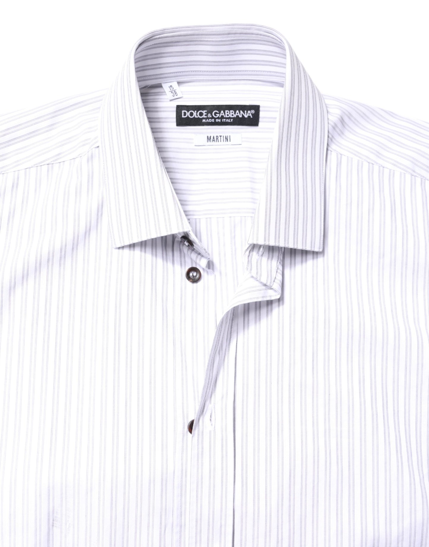 Dolce & Gabbana White Striped Cotton MARTINI Men Dress Shirt