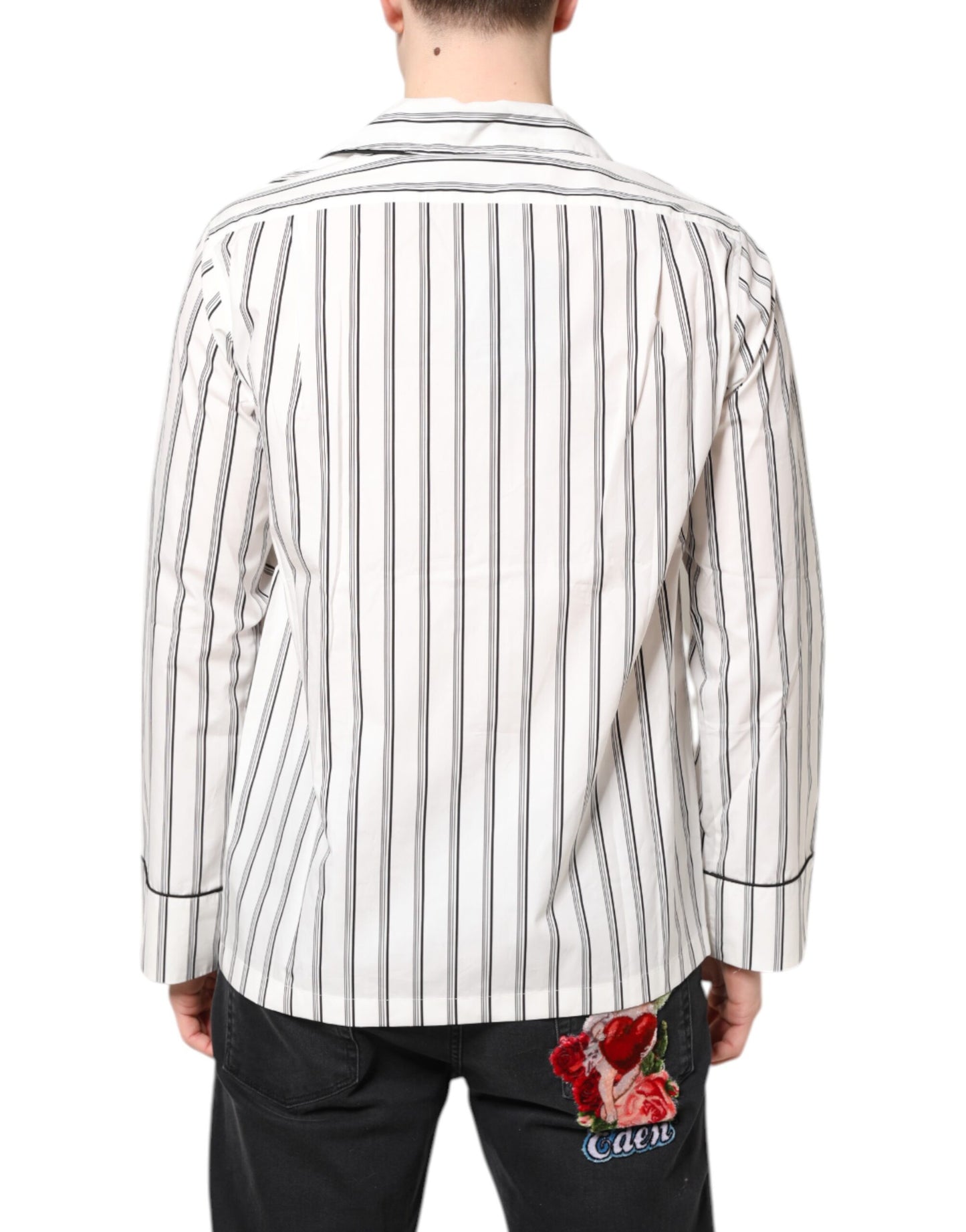 Dolce & Gabbana White Stripes Lounge Pajama Sleepwear Shirt