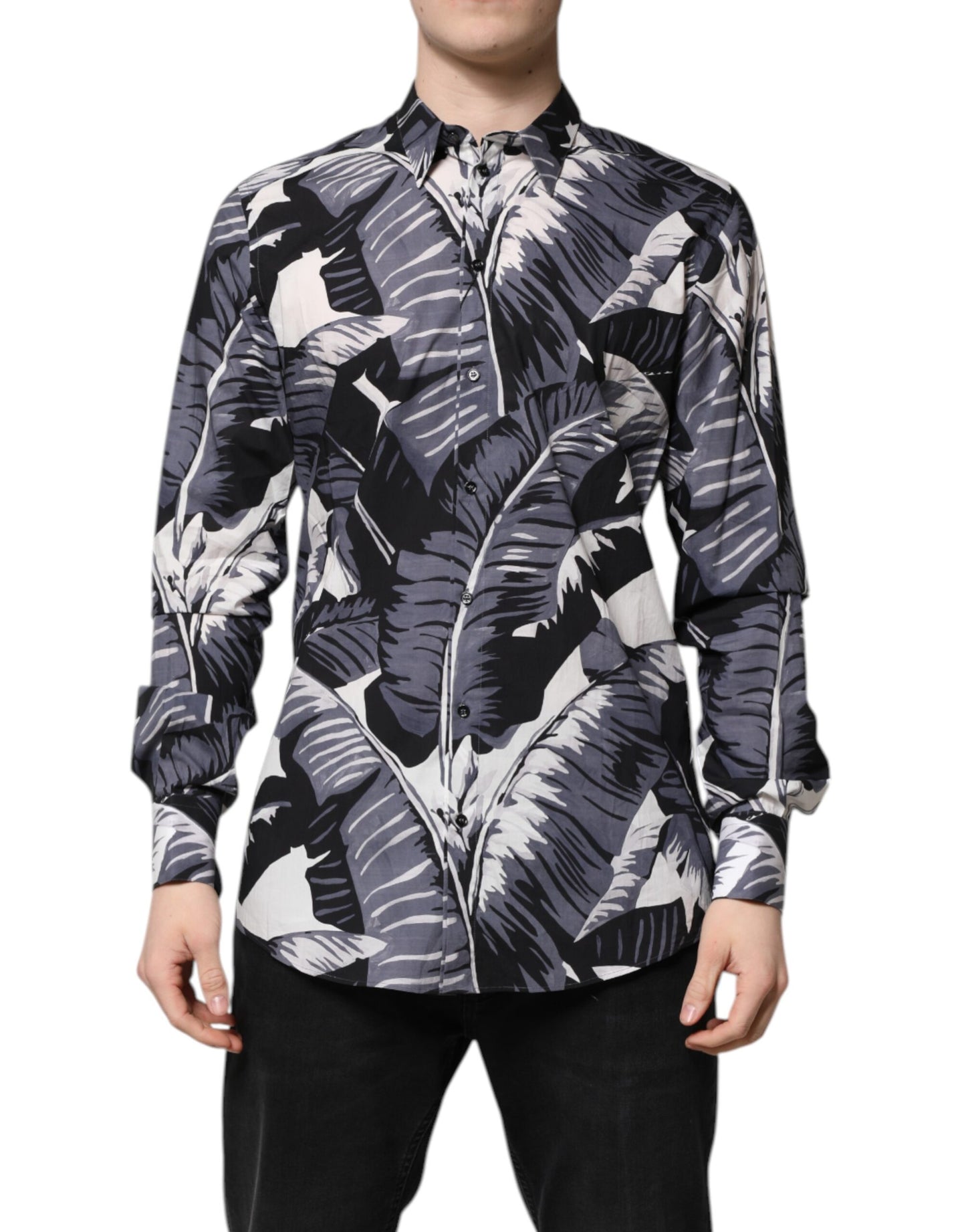Dolce & Gabbana Multicolor GOLD Cotton Banana Leaf Print Shirt