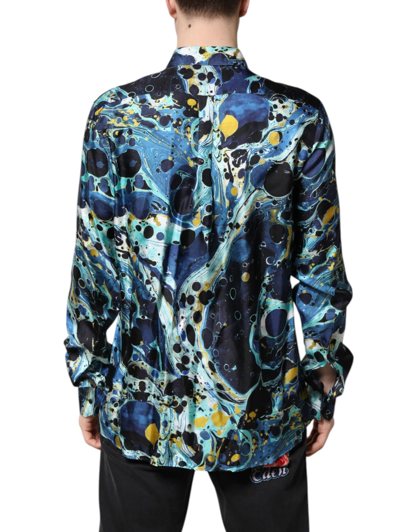 Dolce & Gabbana Multicolor Marble Print MARTINI Dress Shirt