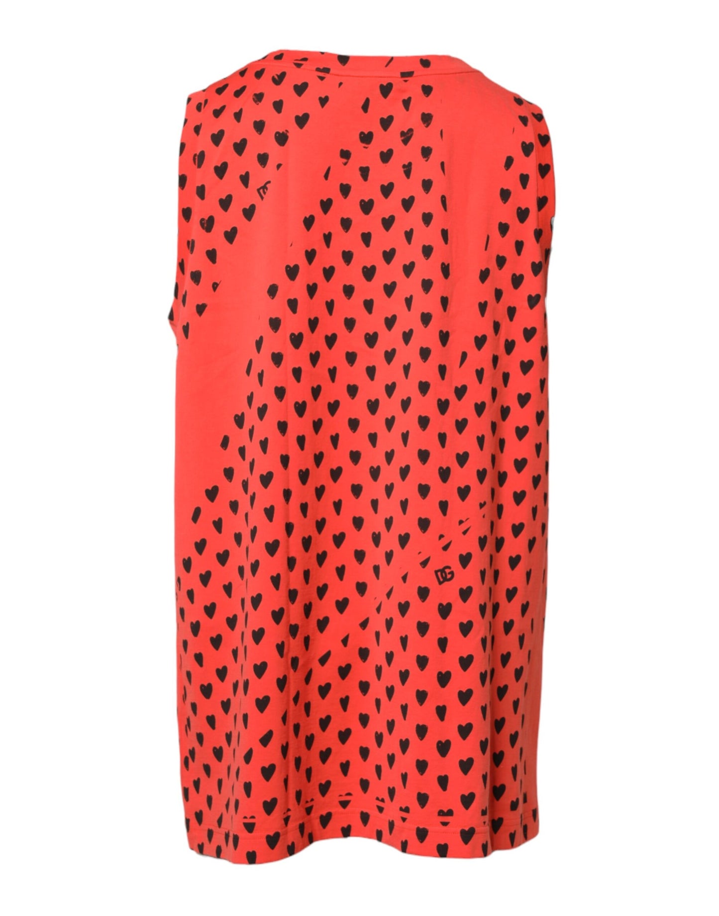 Dolce & Gabbana Red Cotton Sleeveless DG Heart Logo T-shirt
