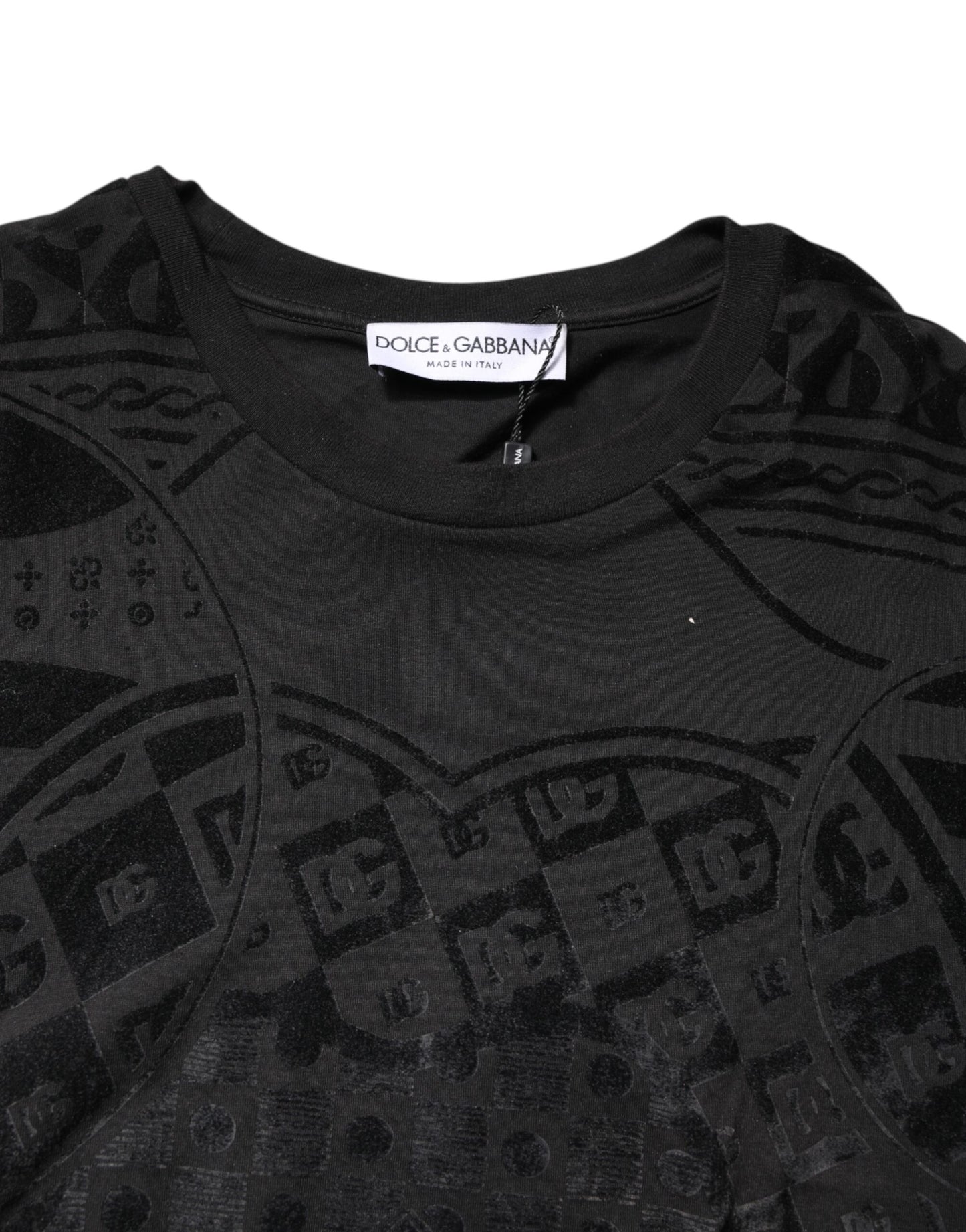 Dolce & Gabbana Black Cotton Bandana Logo Crew Neck T-shirt