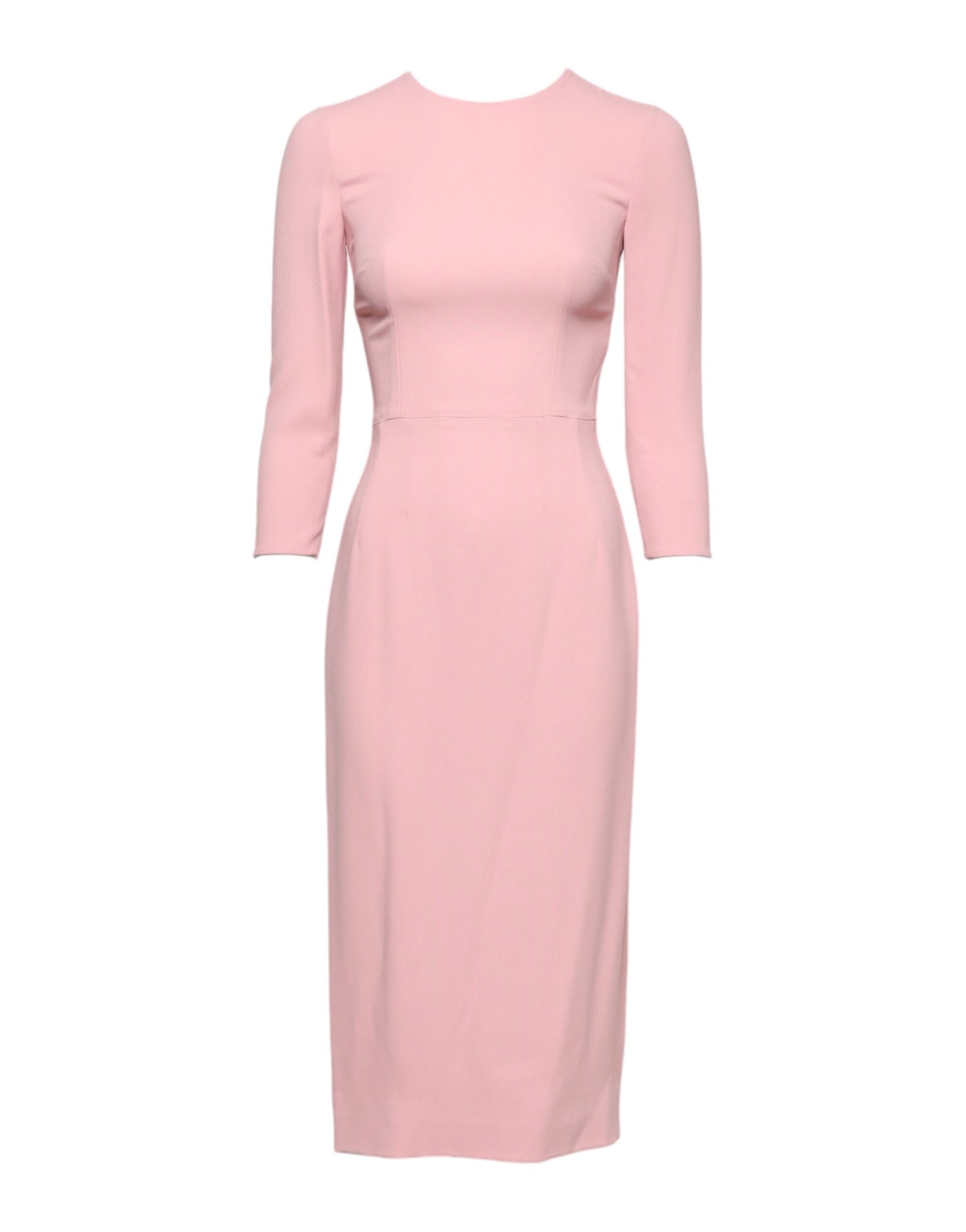 Dolce & Gabbana Pink Viscose 3/4 Sleeves Sheath Midi Dress
