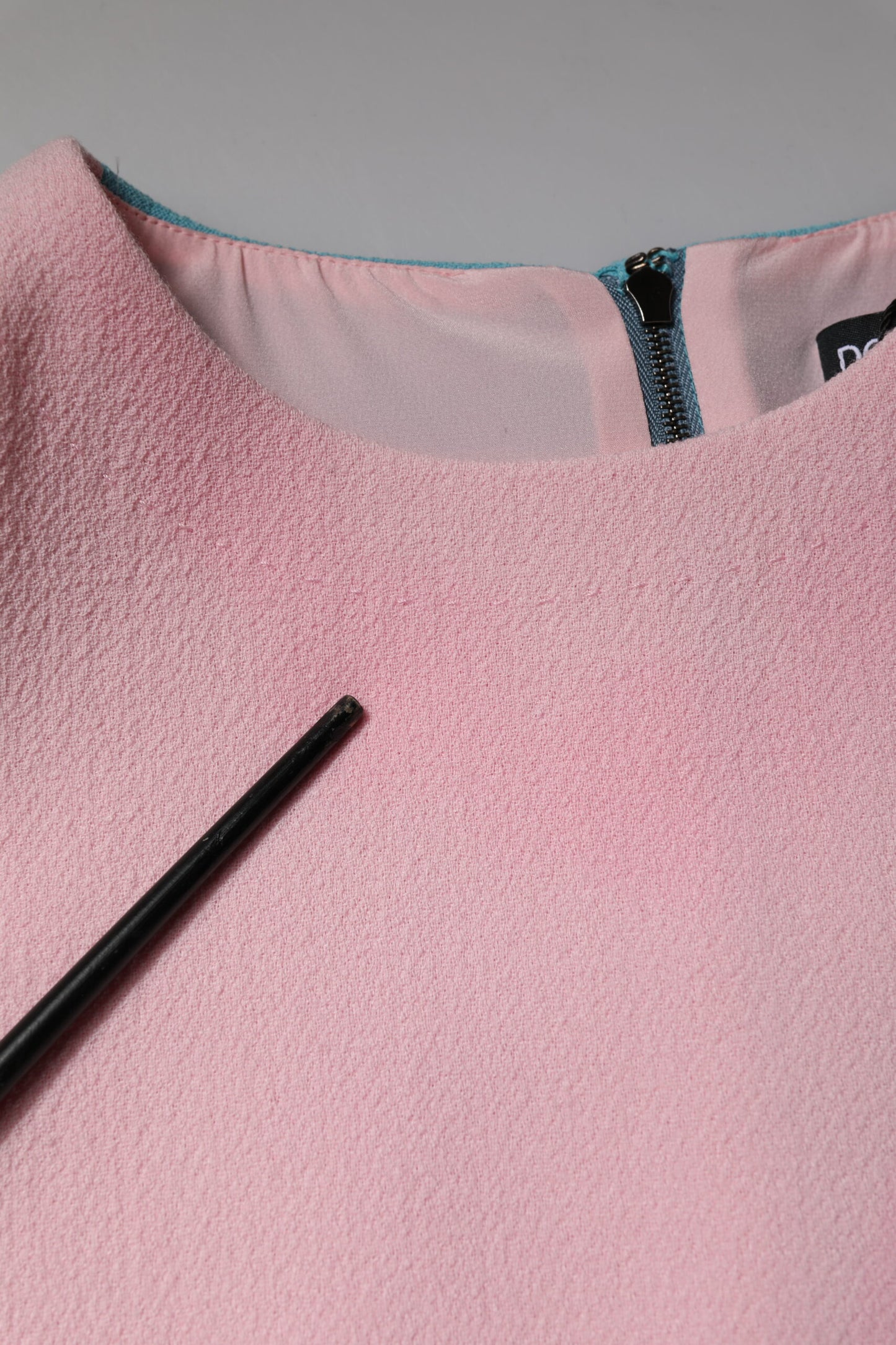 Dolce & Gabbana Pink Blue Wool Sleeveless Shift Mini Dress