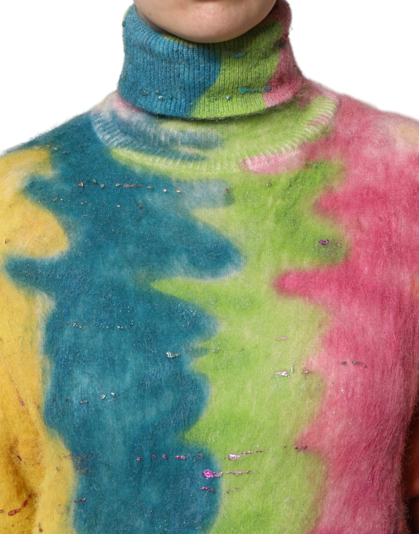 Dolce & Gabbana Multicolor Mohair Turtleneck Pullover Sweater