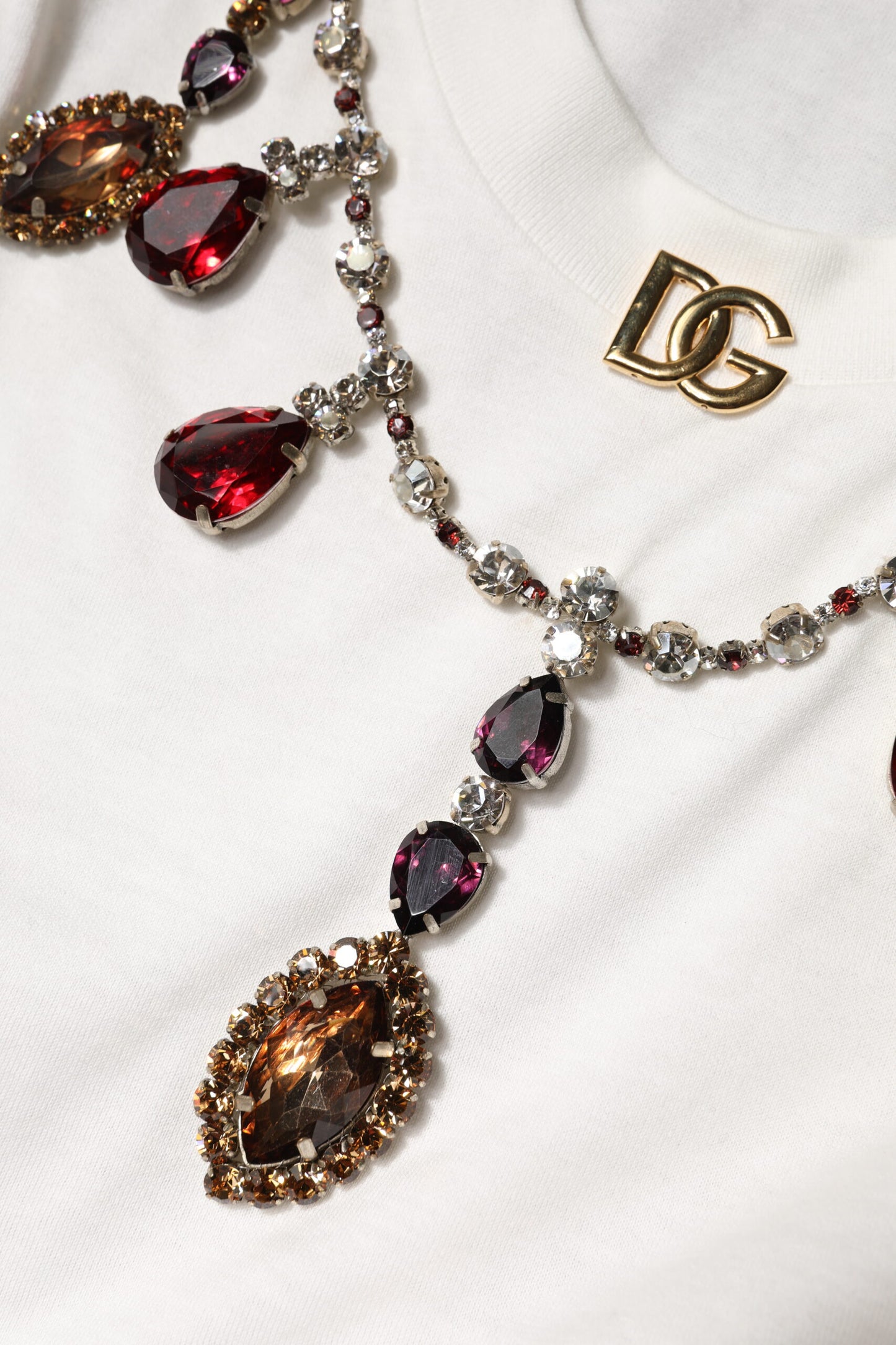 Dolce & Gabbana White Cotton Logo Crystal Detailing Tank Top