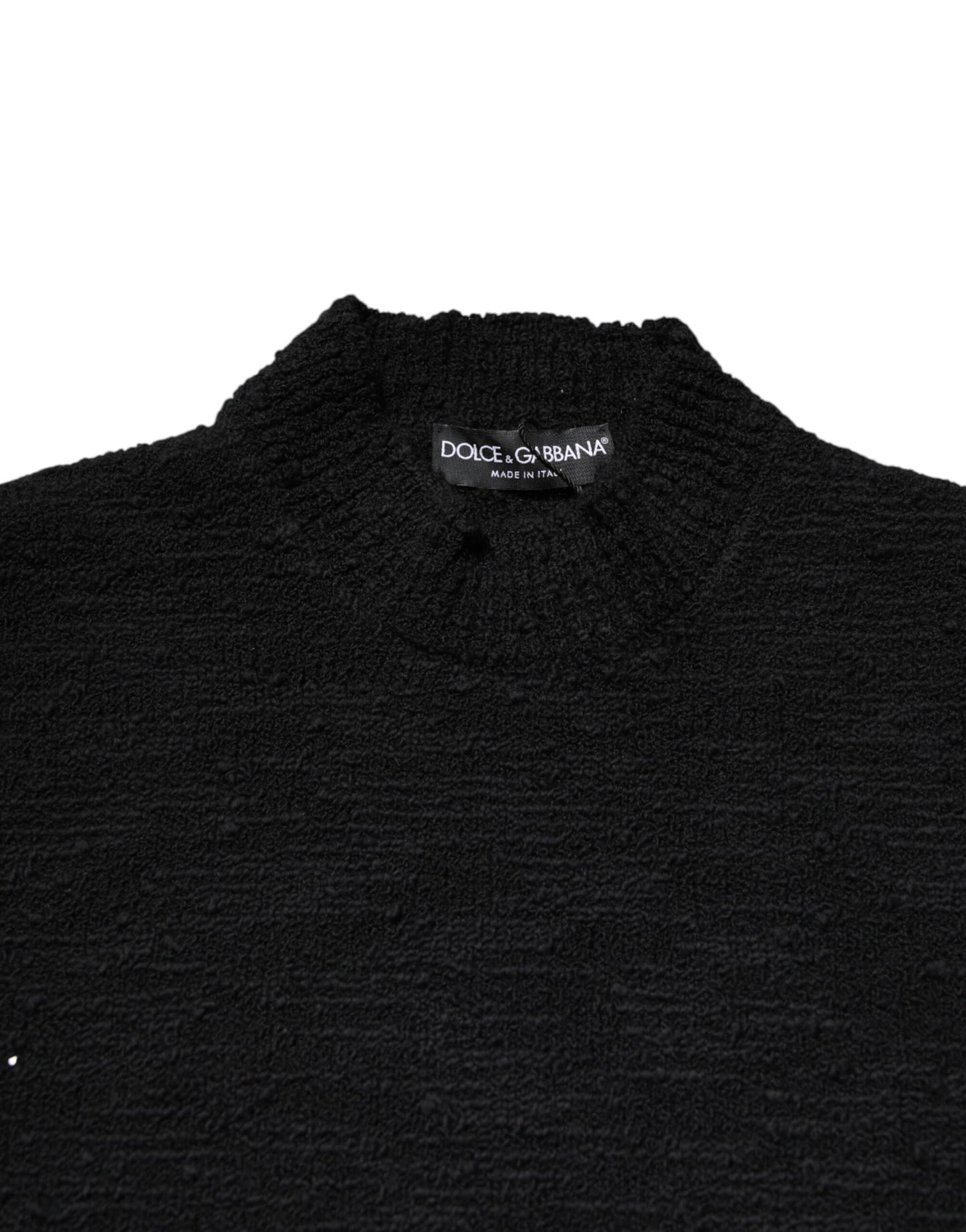 Dolce & Gabbana Black Wool Knit Crew Neck Pullover Sweater