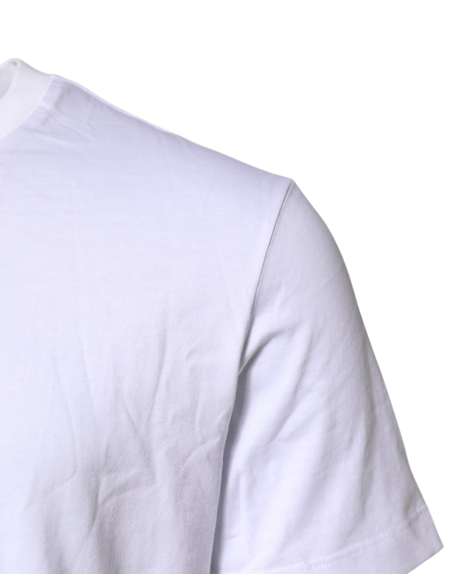 Dolce & Gabbana White Logo Embroidery Crew Neck T-shirt