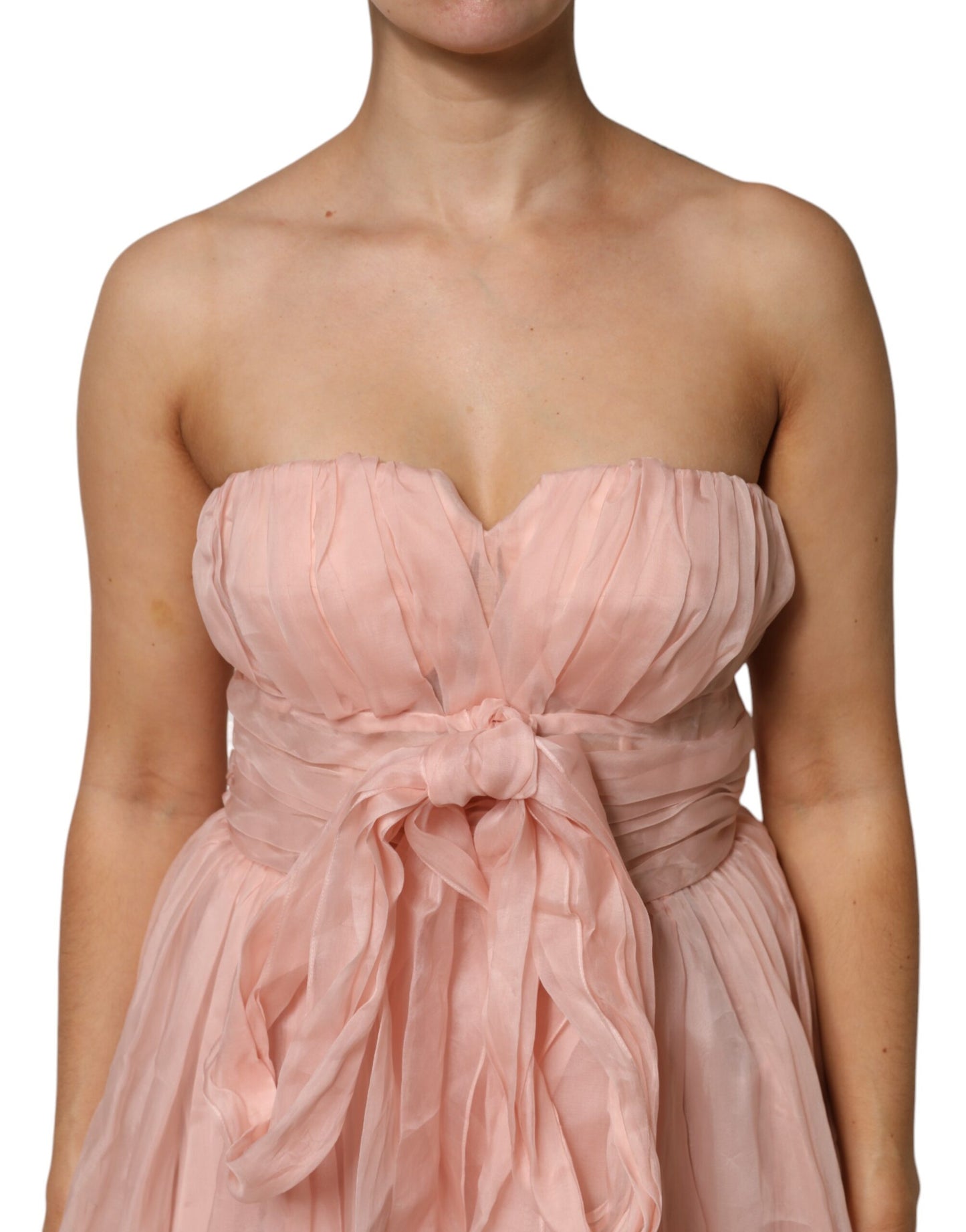 Dolce & Gabbana Pink Silk Chiffon A-line Pleated Midi Dress