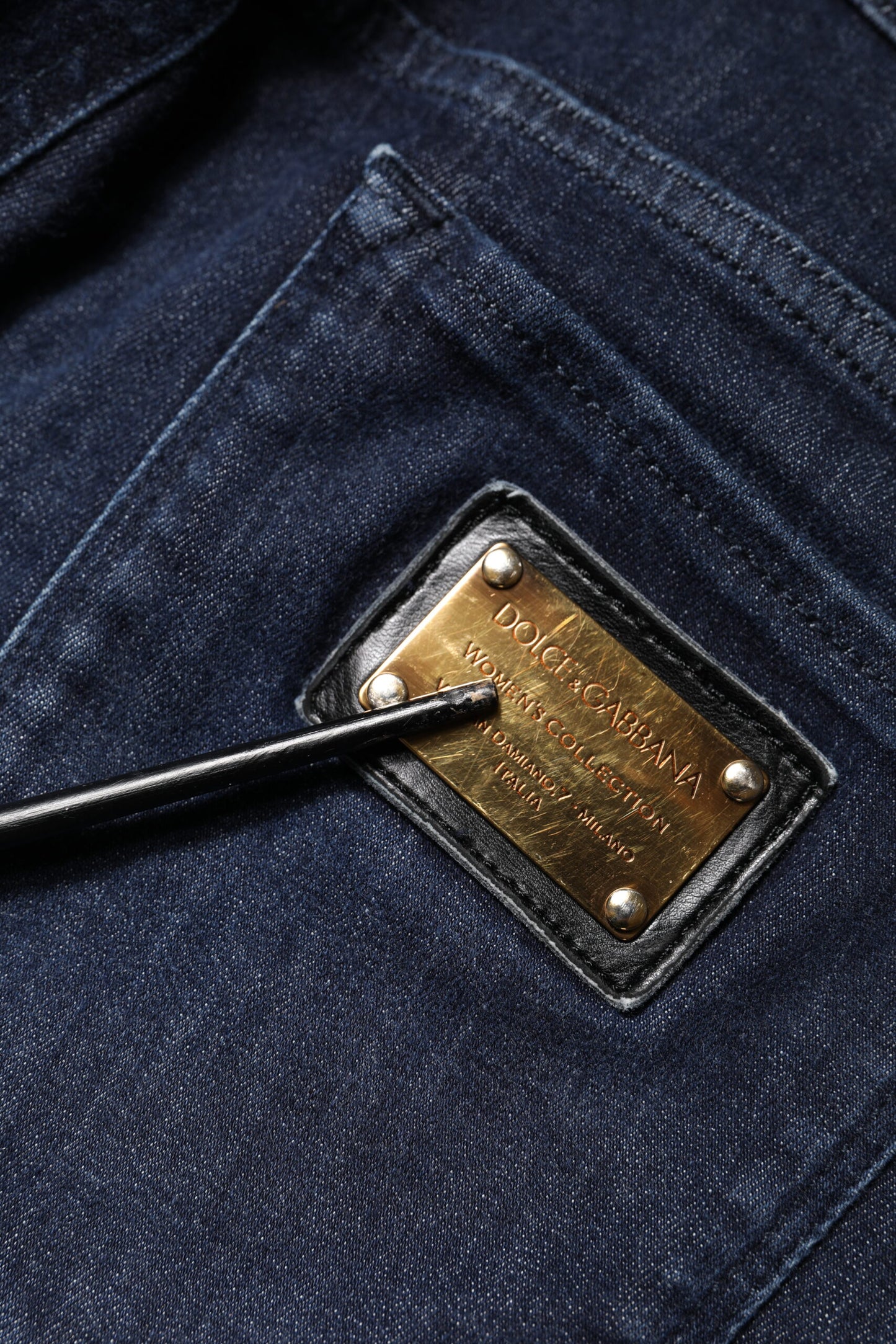 Dolce & Gabbana Dark Blue Cotton Skinny Cropped Denim Jeans