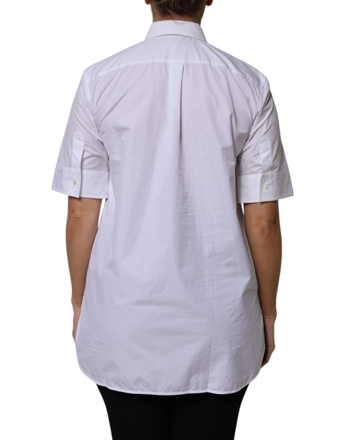 Dolce & Gabbana White Cotton Short Sleeves Collared Polo Top
