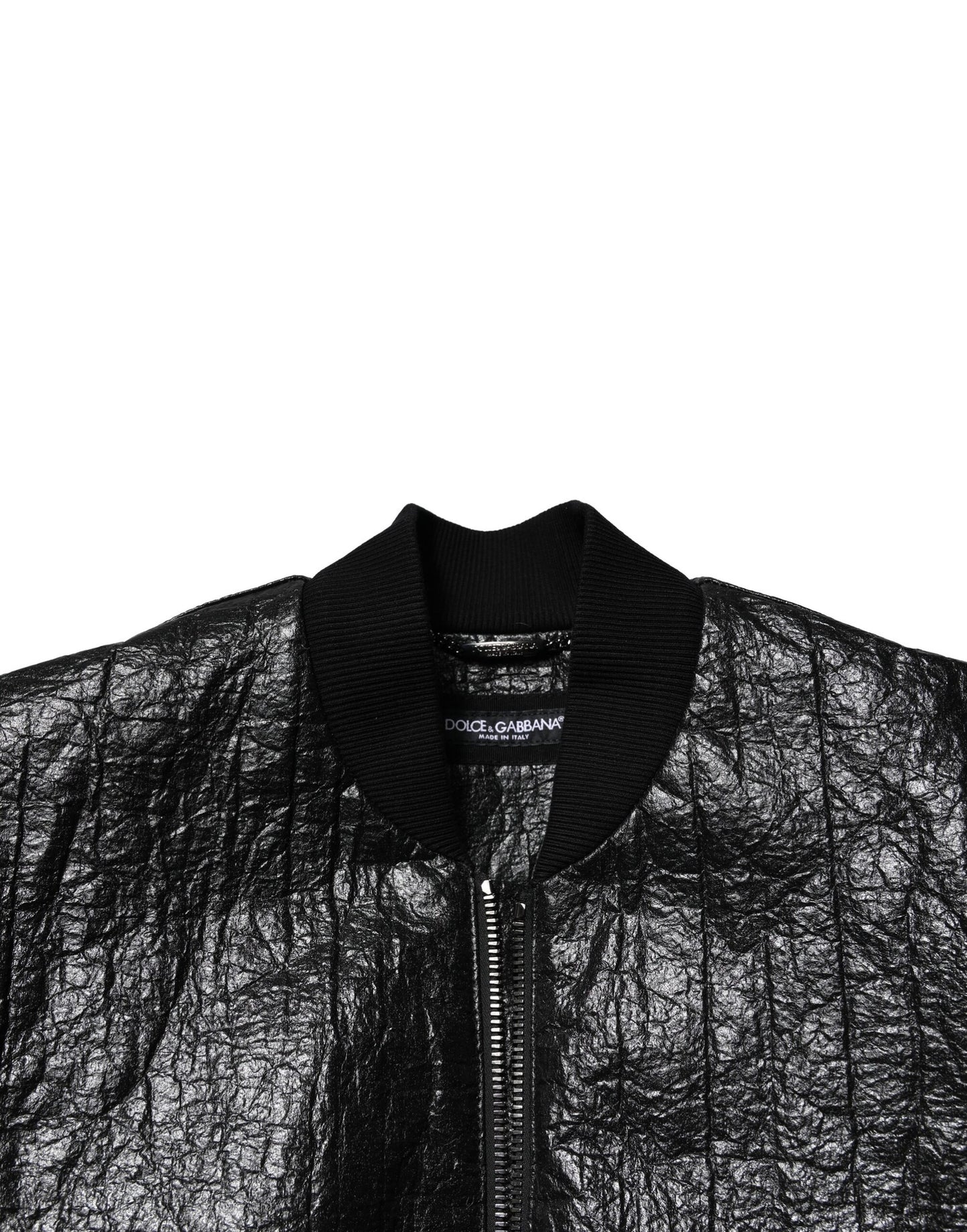 Dolce & Gabbana Black Logo Plaque Bomber Full Zipper Jacket