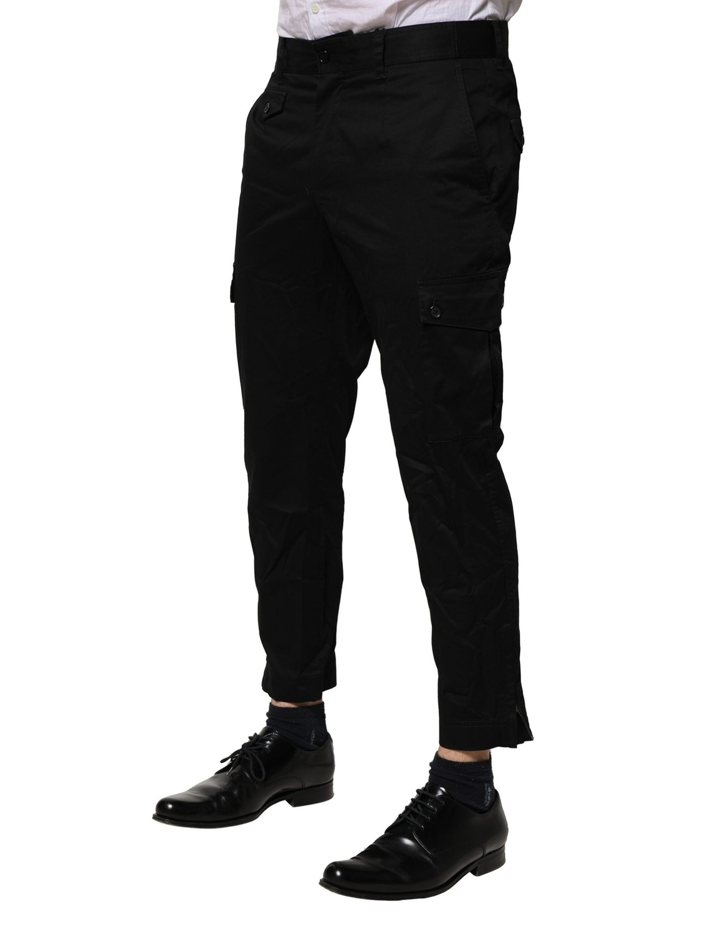 Dolce & Gabbana Black Cotton Dress Slim Formal Pants