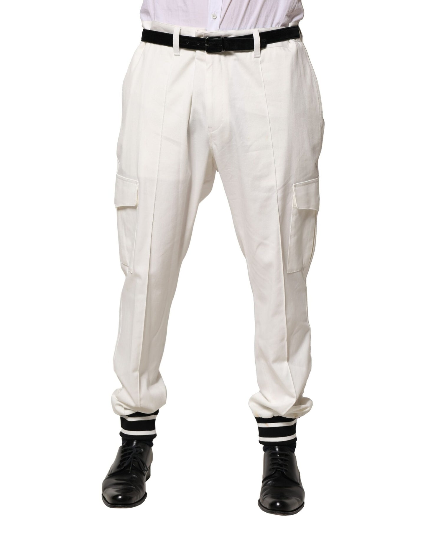 Dolce & Gabbana White Cotton Cargo Jogger Men Pants