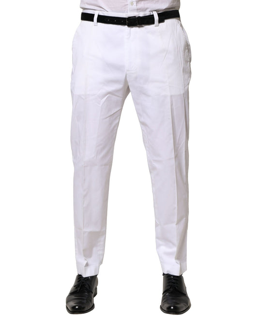 Dolce & Gabbana White Cotton Dress Slim Formal Pants