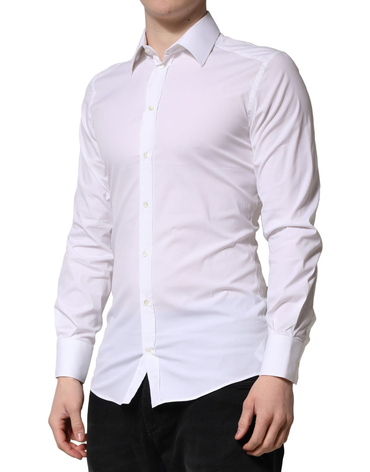 Dolce & Gabbana White GOLD Long Sleeves Men Dress Formal Shirt