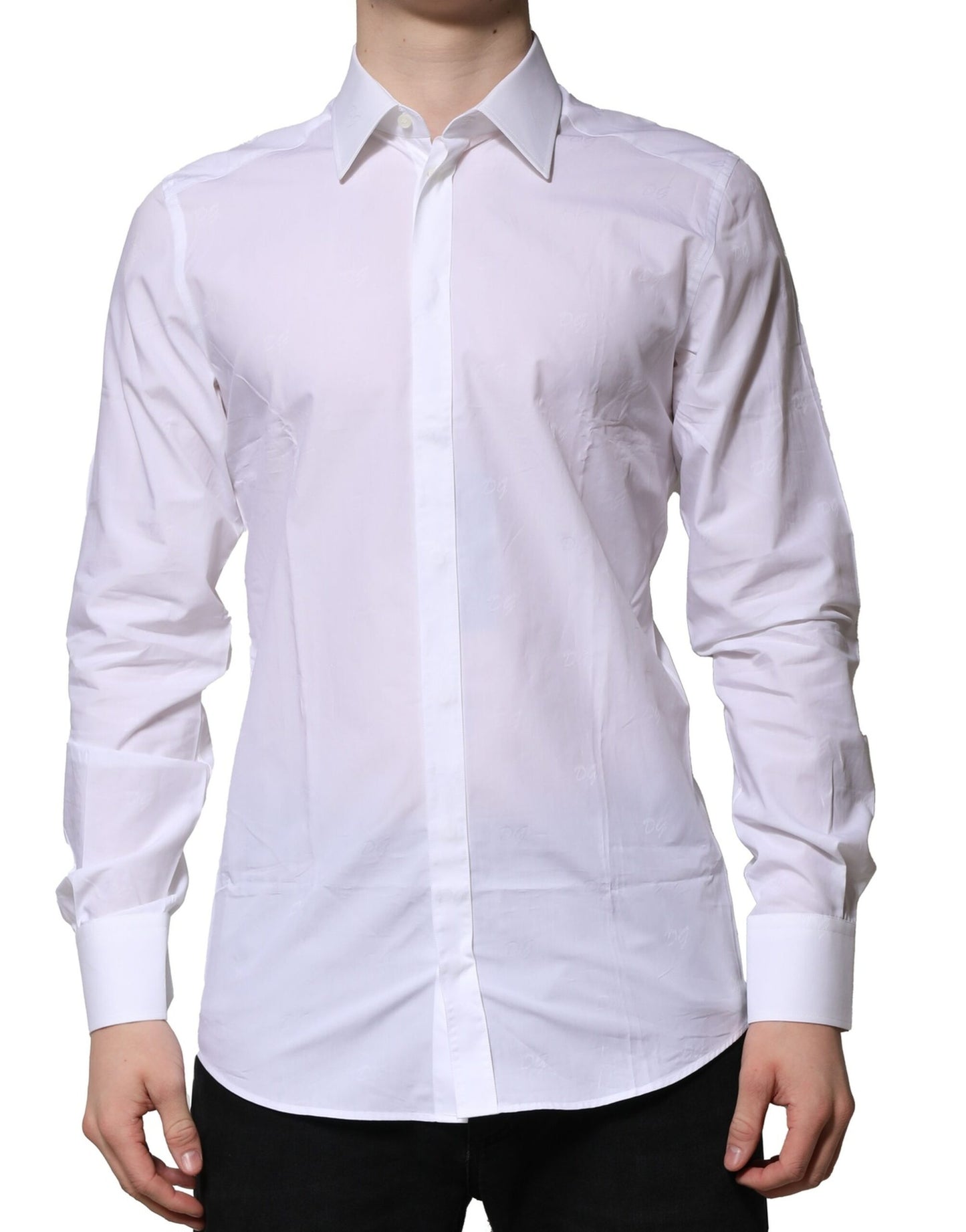 Dolce & Gabbana White GOLD Long Sleeves Dress Formal Shirt