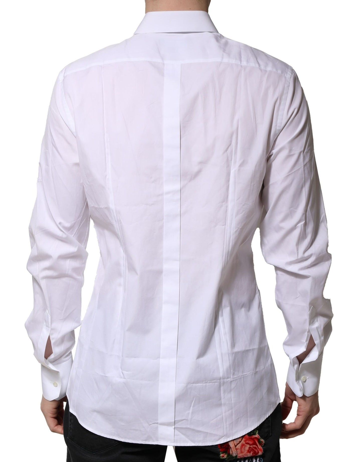 Dolce & Gabbana White Cotton GOLD Long Sleeves Formal Shirt