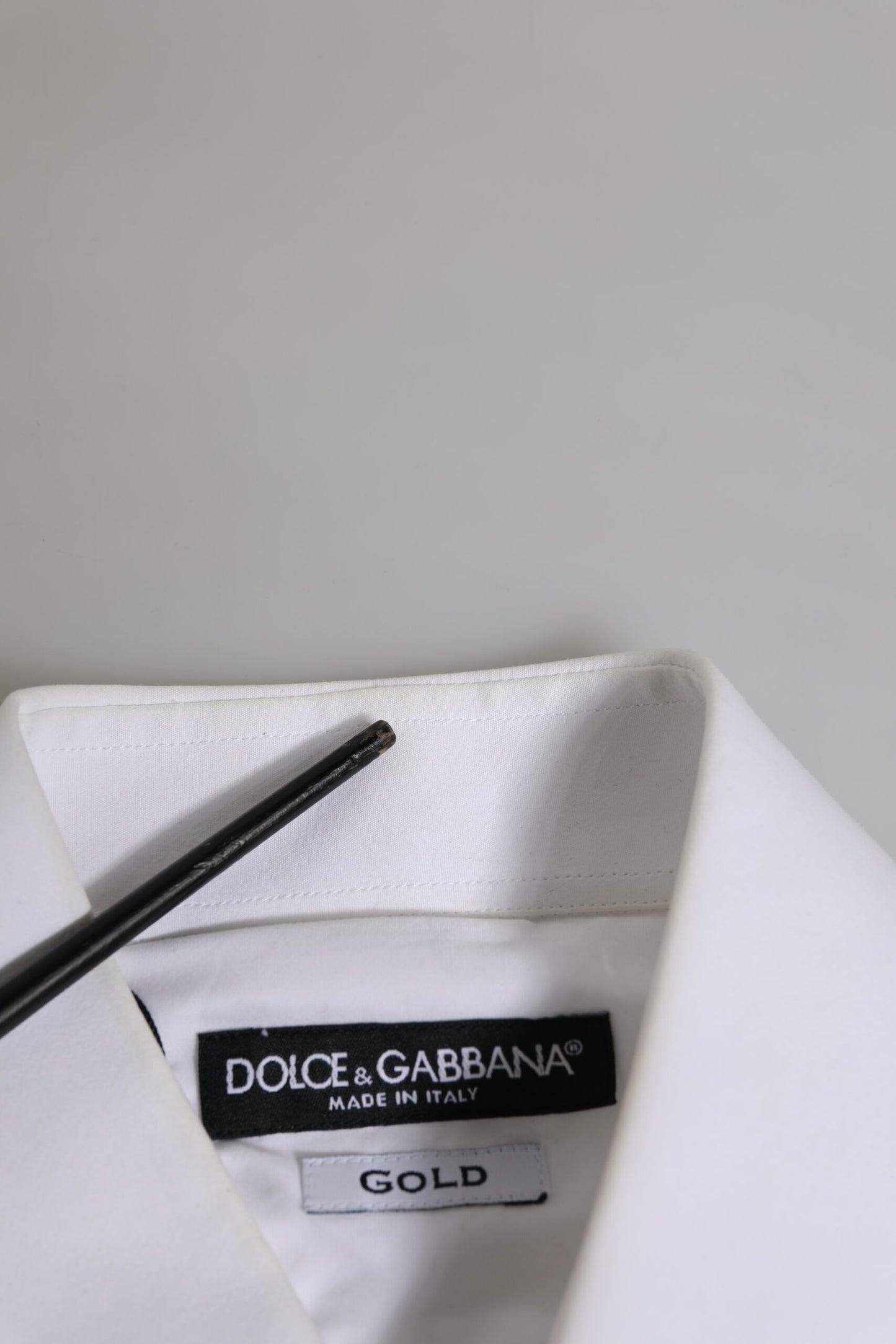 Dolce & Gabbana White Cotton GOLD Long Sleeves Formal Shirt