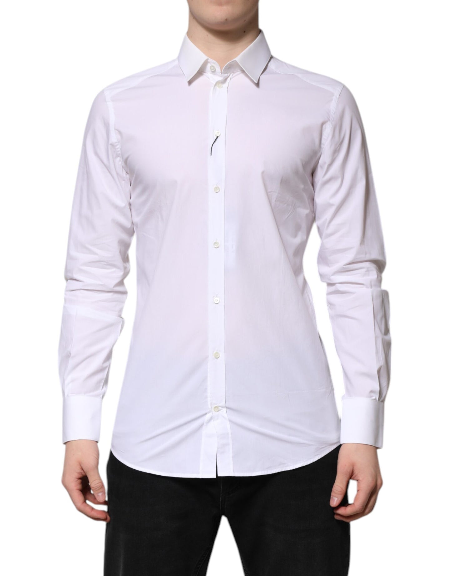 Dolce & Gabbana White Cotton GOLD Long Sleeves Formal Shirt