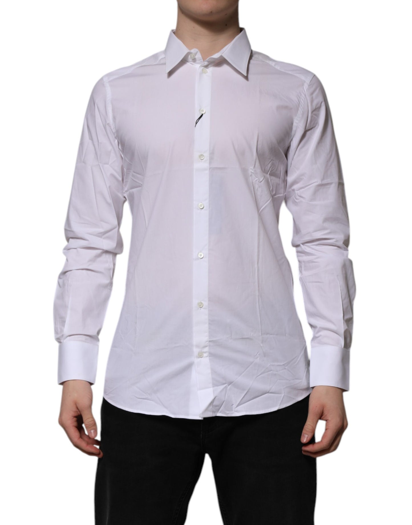 Dolce & Gabbana White Cotton GOLD Long Sleeves Formal Shirt