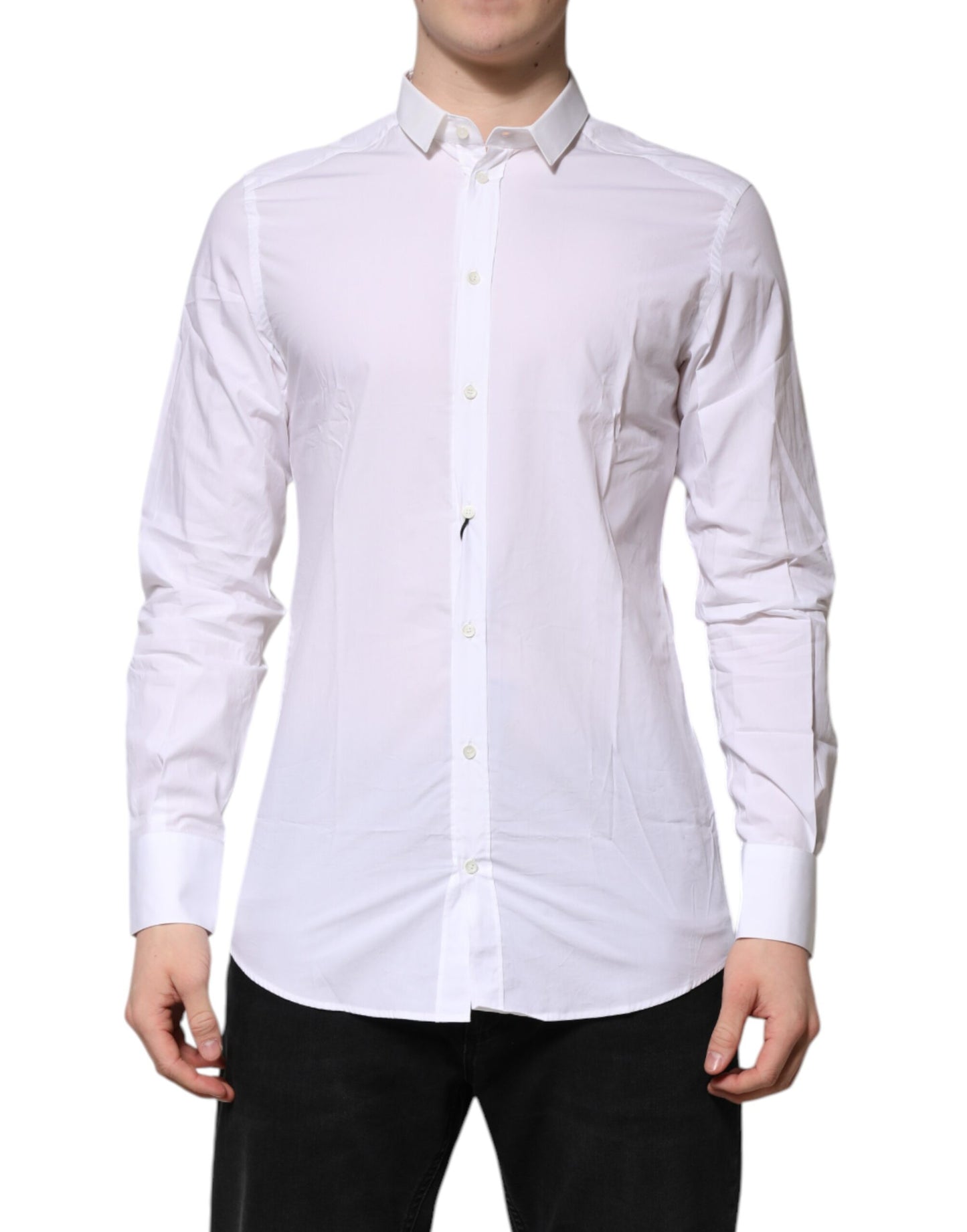 Dolce & Gabbana White Cotton GOLD Long Sleeves Formal Shirt