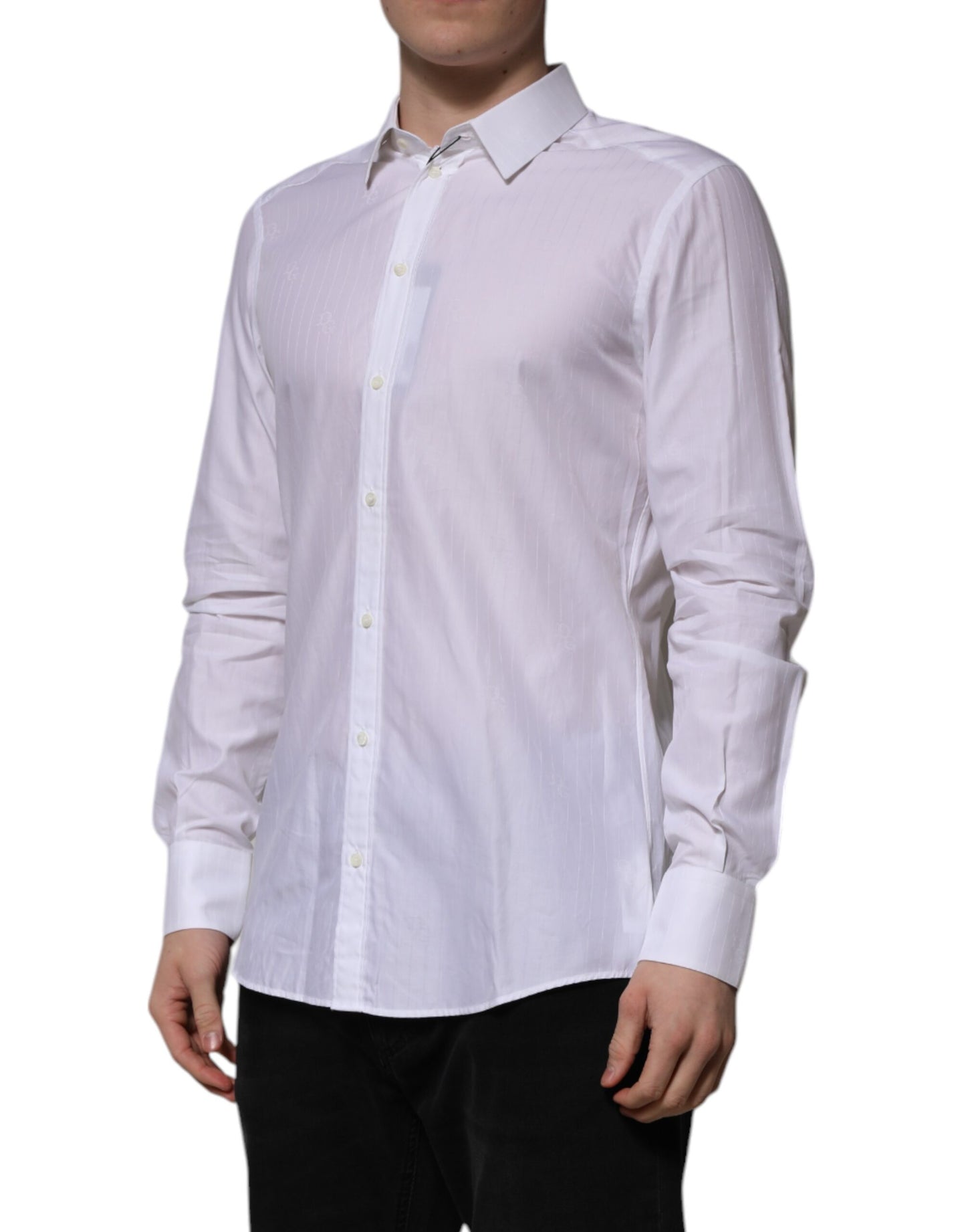 Dolce & Gabbana White Cotton MARTINI Long Sleeve Formal Shirt