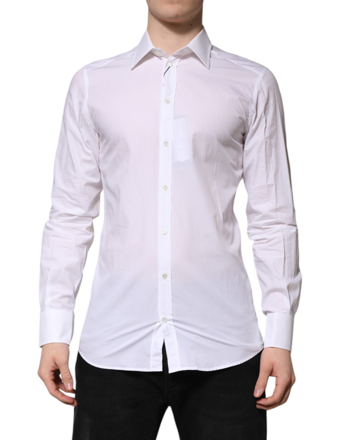 Dolce & Gabbana White GOLD Long Sleeves Dress Formal Shirt