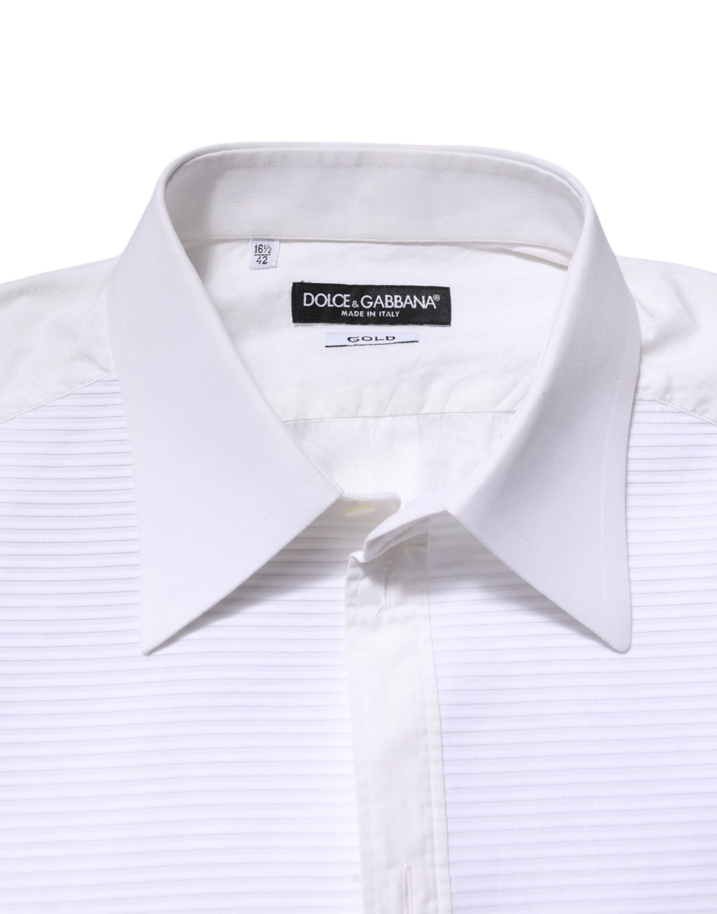 Dolce & Gabbana White GOLD Cotton Long Sleeves Formal Shirt