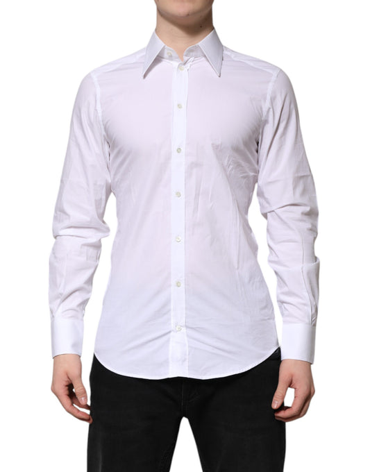 Dolce & Gabbana White GOLD Cotton Poplin Dress Formal Shirt
