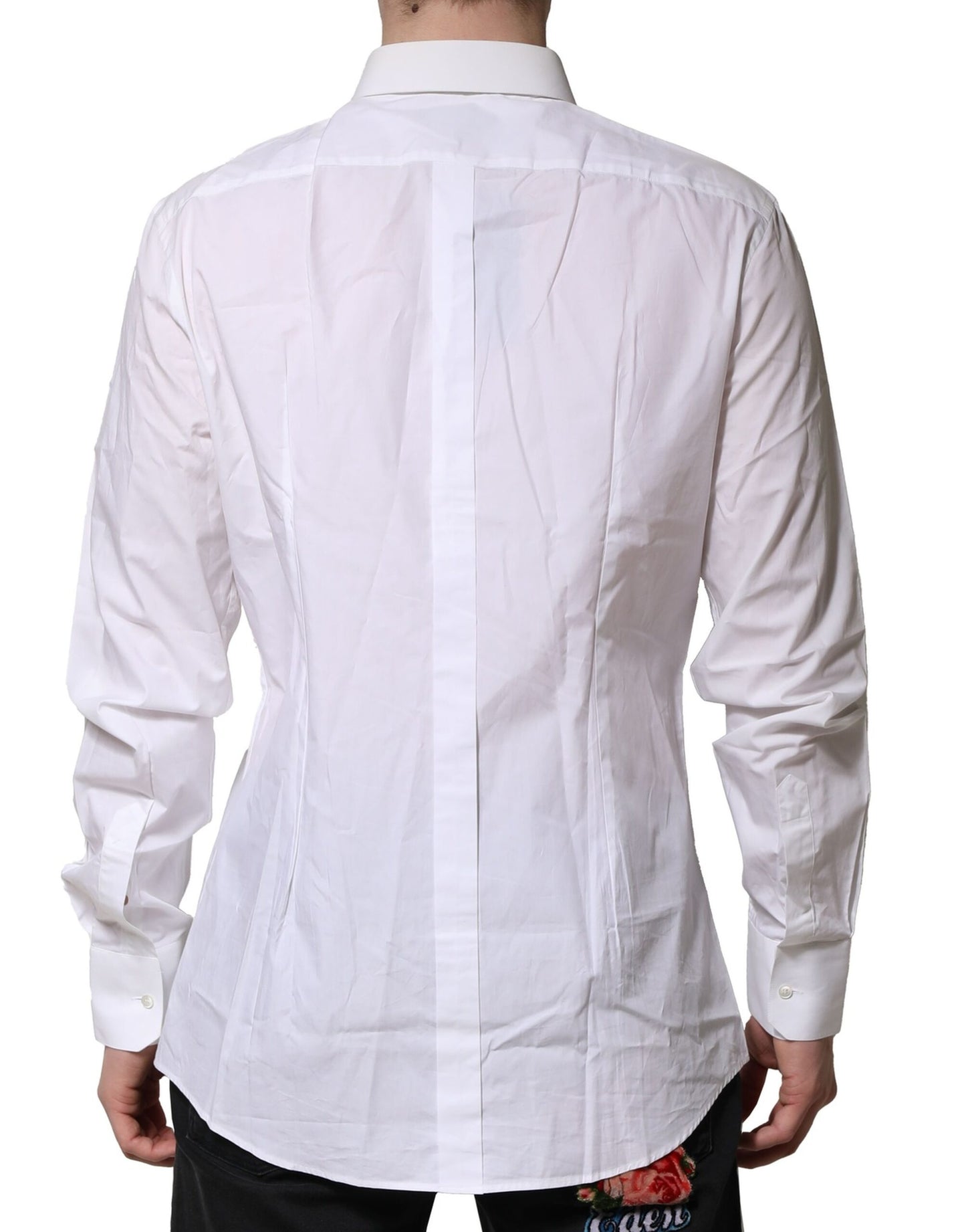 Dolce & Gabbana White GOLD Cotton Men Dress Formal Shirt