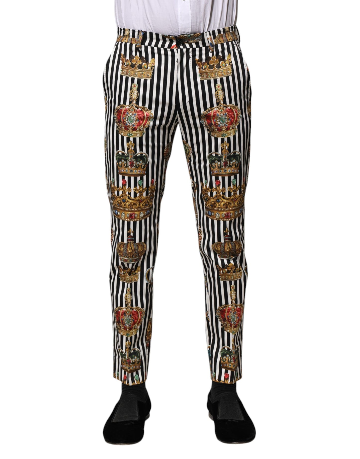 Dolce & Gabbana Multicolor Striped Crown Pants