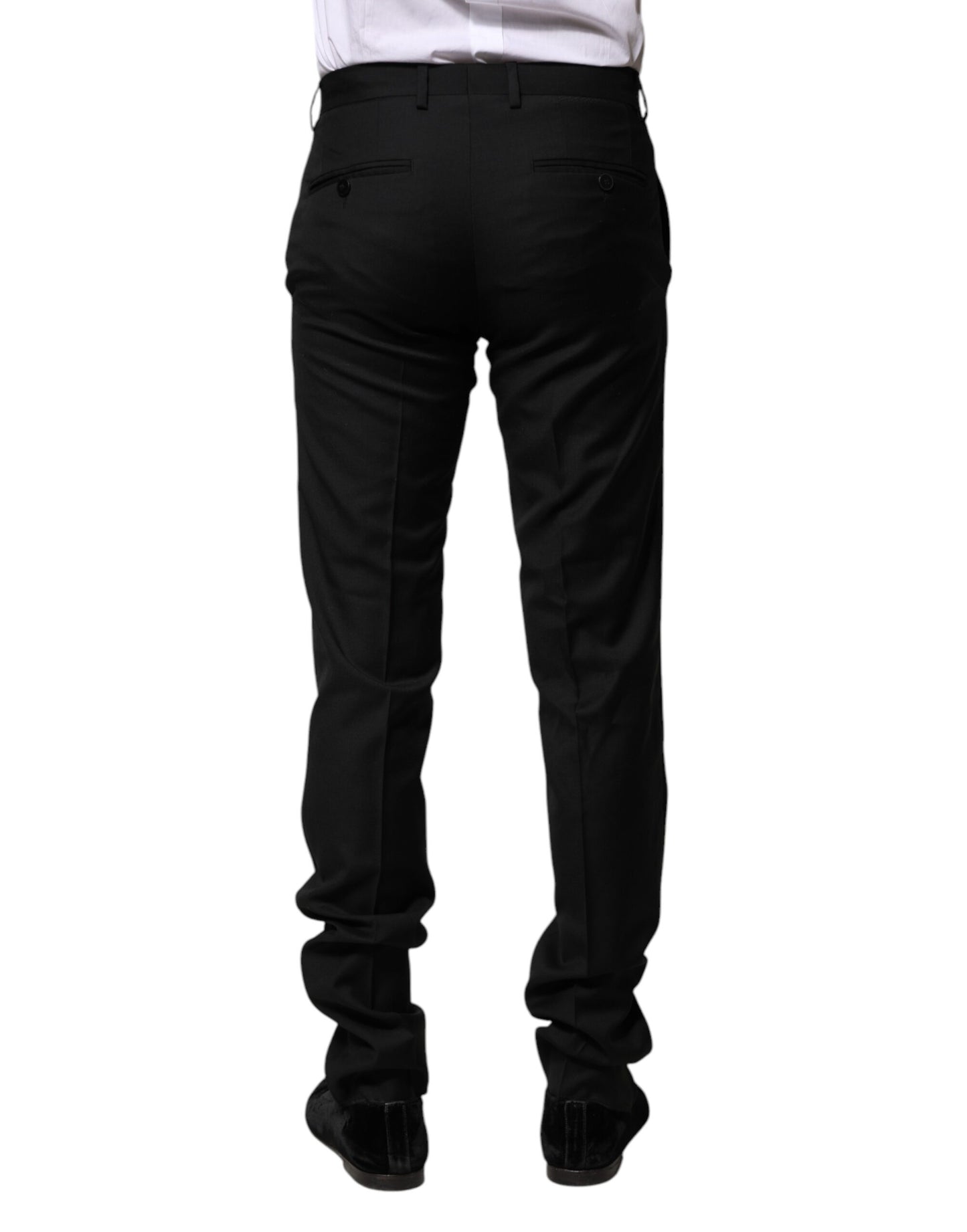 Dolce & Gabbana Black Wool Formal Men Slim Pants