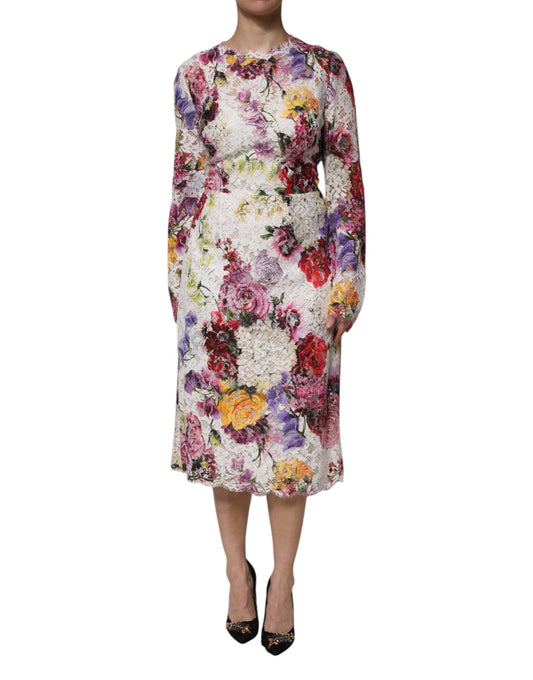 Dolce & Gabbana Multicolor Floral Long Sleeve A-line Dress